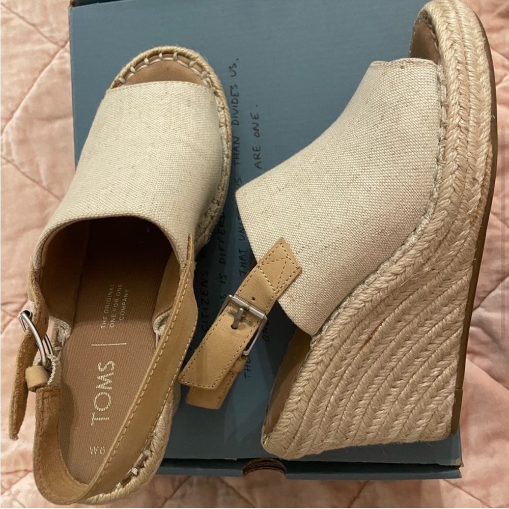 TOMS Monica Beige Wedge Sandals
